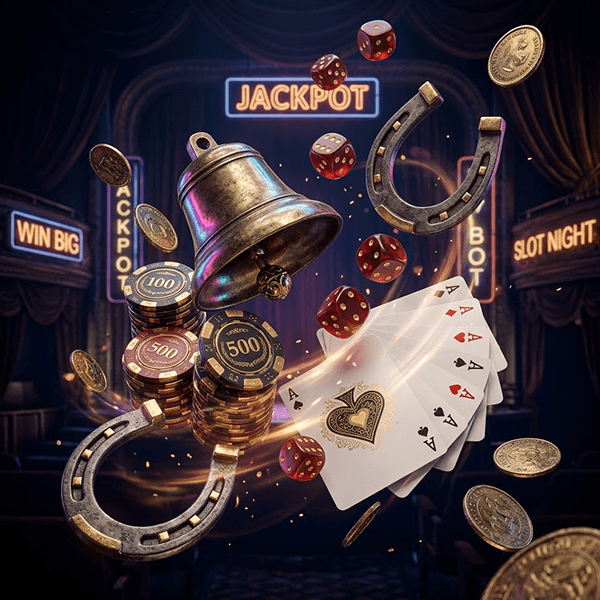 Luxury gothic style casino interior with purple neon lights